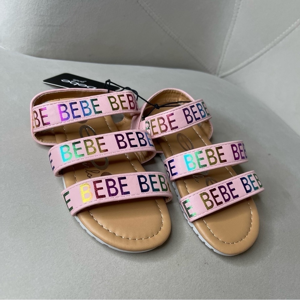 New! Bebe Toddler Girls Pink Gladiator Sandals Rainbow Size Toddler 9